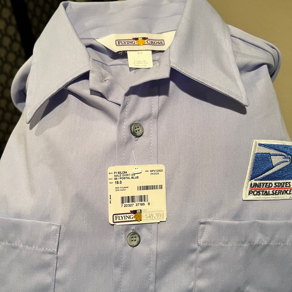 SOLD: Flying Cross USPS Short-Sleeve Button-Up Uniform Shirts – Size 16.0